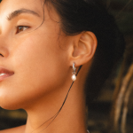 Hammered Pearl Hoop Earrings - Image 4