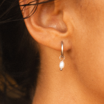 Pearl Huggie Hoops - Image 3