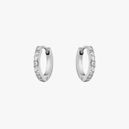 Silver diamond hoops