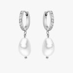 Silver Pearl Hoops