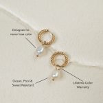 Hammered Pearl Hoop Earrings - Image 2